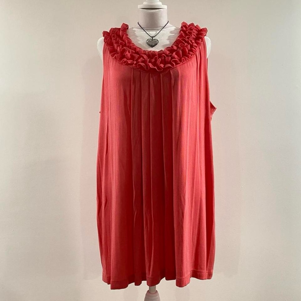 5/$25 Coral Pink Sleeveless Ruffle Top